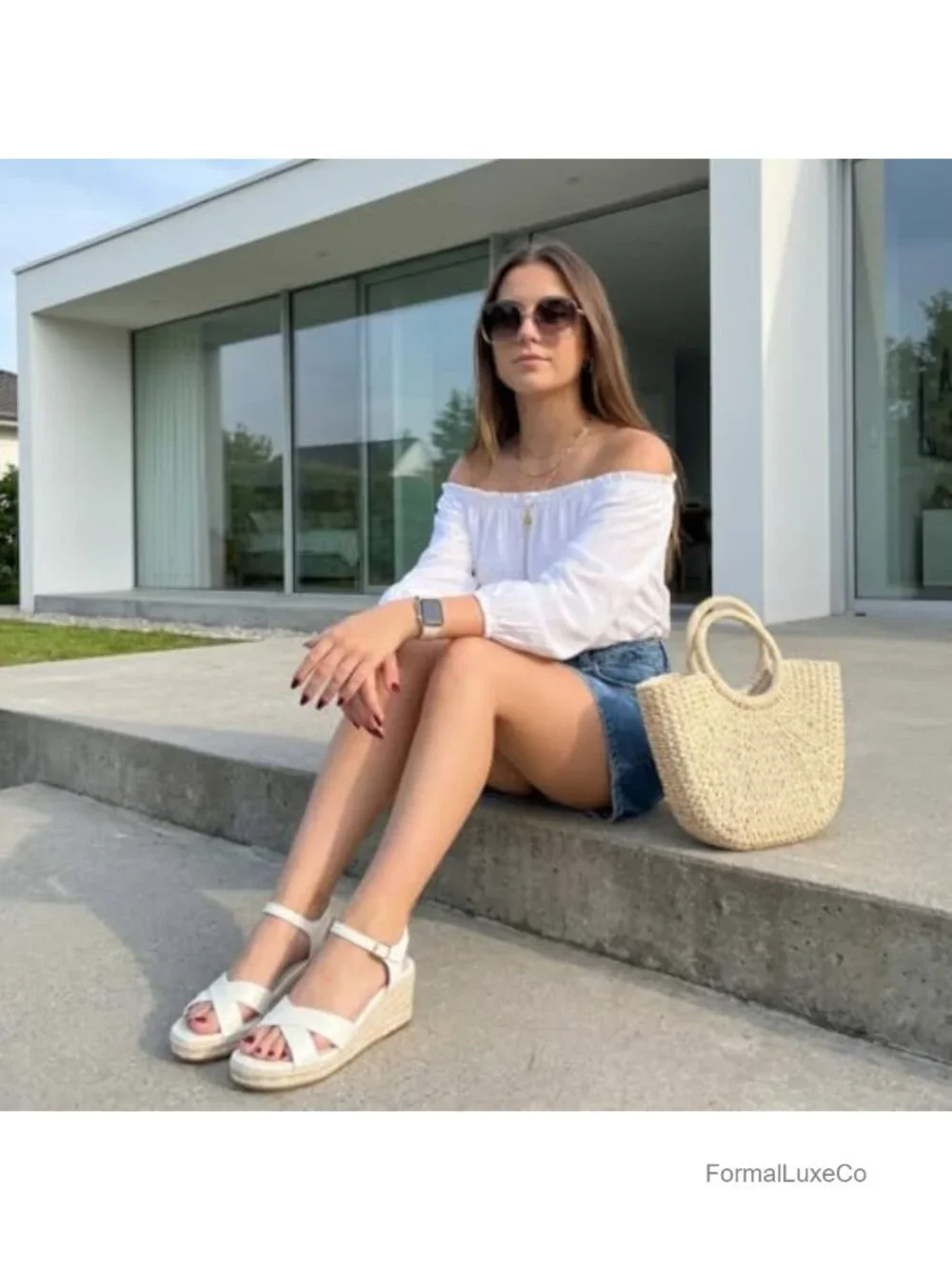 Crisscross Open Toe Wedge Sandals with Adjustable Ankle Strap